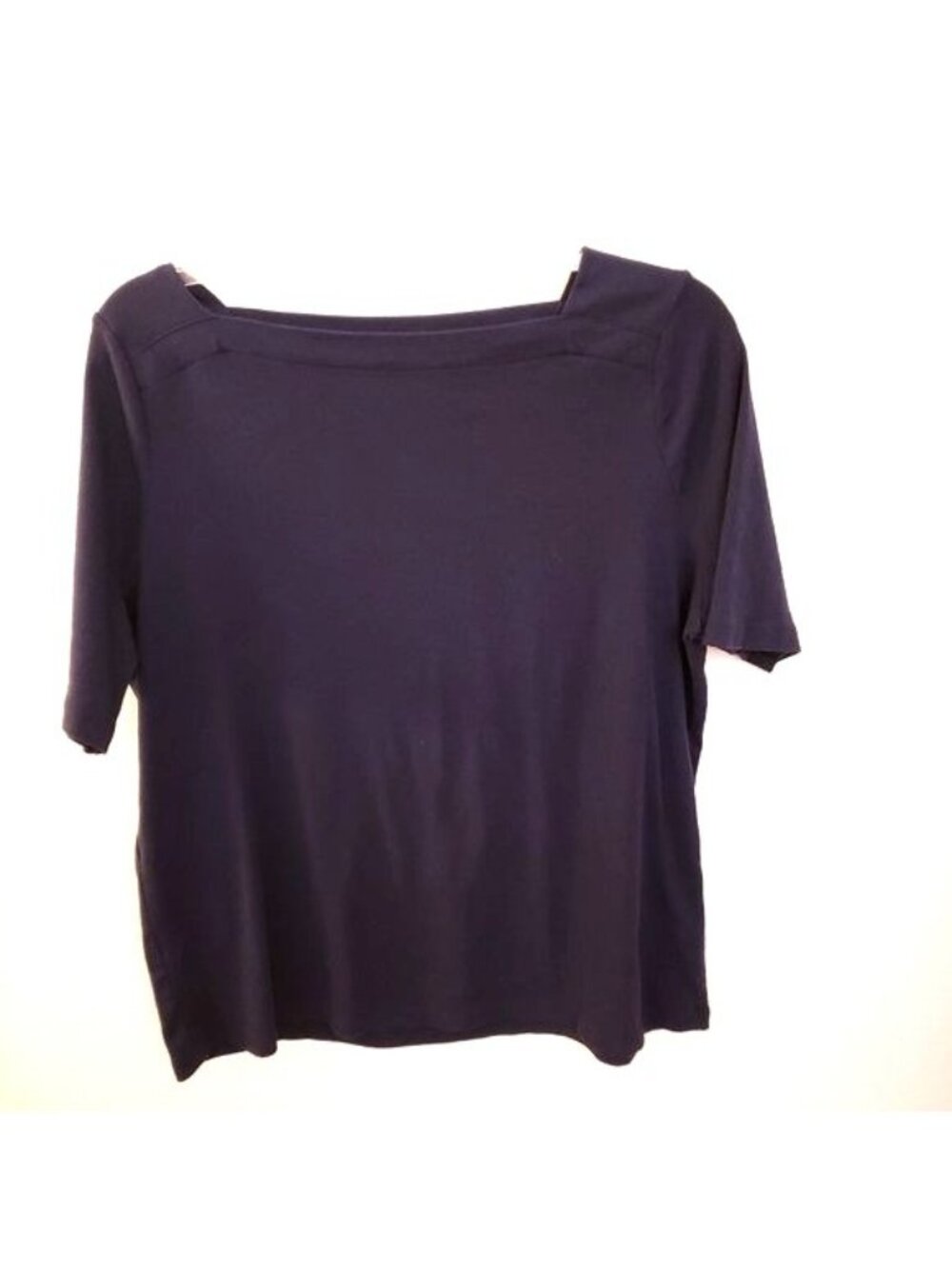 Talbots 100% Cotton Navy Blue Square Neck T Shirt Top Size 2X GUC